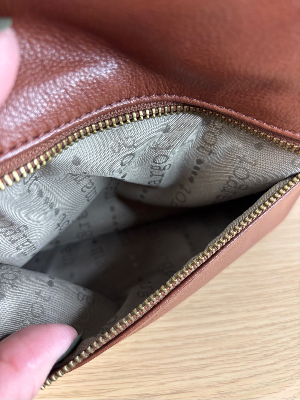 Margot New York Double Zipper Soft Brown Leather Bag - Picture 7 of 10